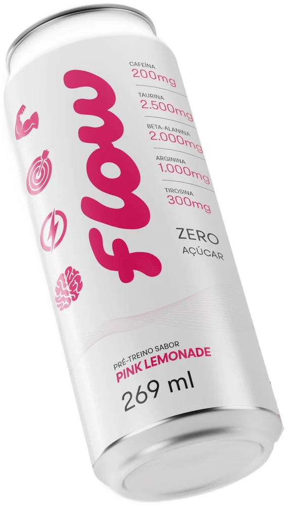 Lata de Flow Pink Lemonade, pré-treino pronto para beber de 269 ml
